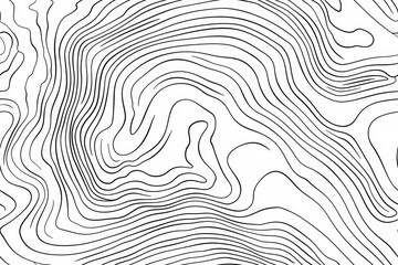 A seamless topographic map-inspired black and white line pattern design