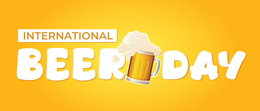 Vector illustration International Beer Day Editable Post Banner Template - Beer, Cheers, Party