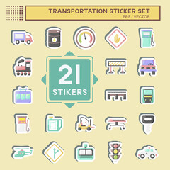 Sticker Set Transportation. suitable for education symbol. simple design editable. design template vector. simple illustration