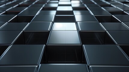 Closeup of a square's abstract background. Gray and black cool metallic abstract background. 
