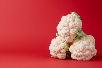 Bundle of Cauliflower on Red Background