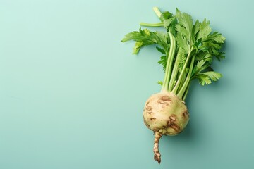 Close Up of a Radish on a Blue Background