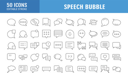 Vector Speech Bubbles and Communication Icon set. Editable Stroke. Pixel Perfect. For Mobile and Web.