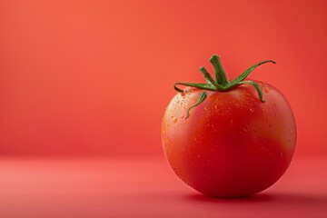 Fresh Tomato on Red Surface With Red Background