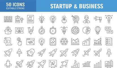 Business icon set. startup, planning, company, management, profit and successful key icons. Solid icons vector collection. © ARIF MIFTAHUL ANWAR