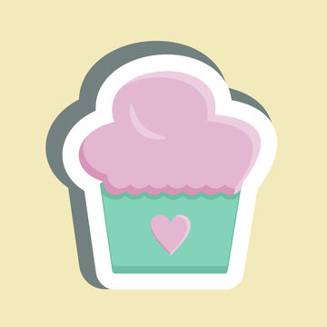 Sticker Muffin. suitable for Bakery symbol. simple design editable. design template vector. simple illustration