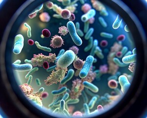 microorganisms under microscope