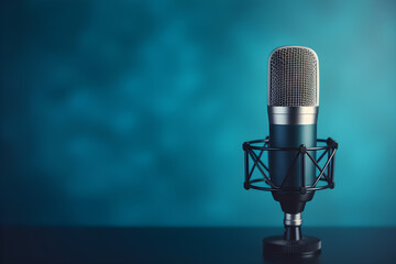 microphone in studio, podcast concept