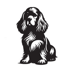 Retro Cocker Spaniel Silhouette, Cocker Spaniel Silhouette Art, Stylish Retro Cocker Spaniel Artwork, Black and White Cocker Spaniel Collection