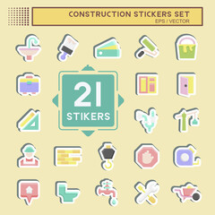 Sticker Set Construction. suitable for building symbol. simple design editable. design template vector. simple illustration