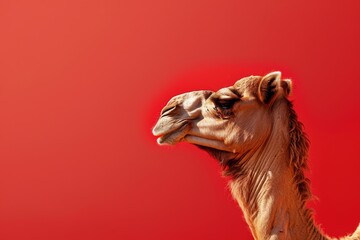 Close-Up of Camel on Red Background