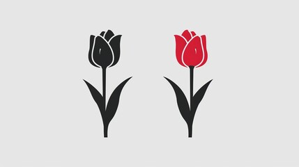 Modern illustration of a tulip, a simple flower symbol