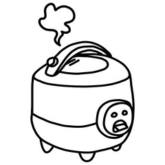Rice Cooker Electric Doodle Drawing Vector Art Icon