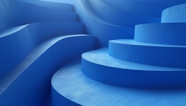 Abstract 3d render geometric composition blue background design