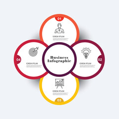 Business circle infographic with 4 step