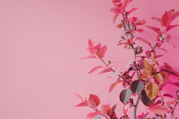 Pink Background With Plant in Vase