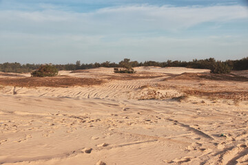 Dunes close Lake rose, The finish of Paris Dakar rally, Senegal