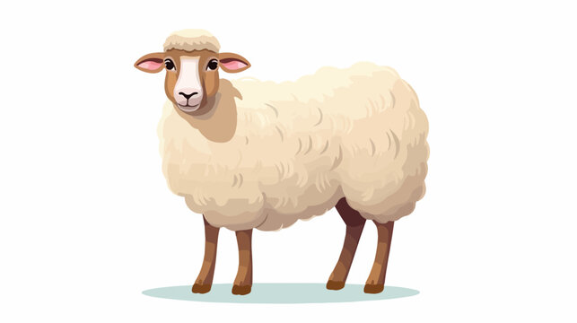 Funny sheep cartoon flat vector isolated on white background