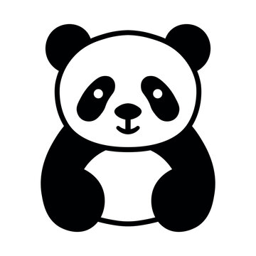 black vector panda icon on white background