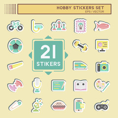 Sticker Set Hobby. suitable for education symbol. simple design editable. design template vector. simple illustration