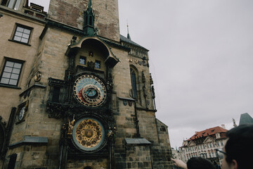 Prague astronomic clock in a cloudy day