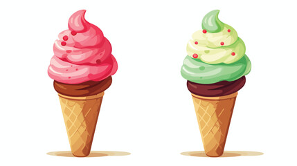 Ice cream cone cartoon icon illustration sweet food