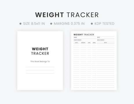 Weight Tracker Template Printable Simple Weight Log Record Journal Sheet Letter Size