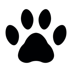 black vector paw icon on white background