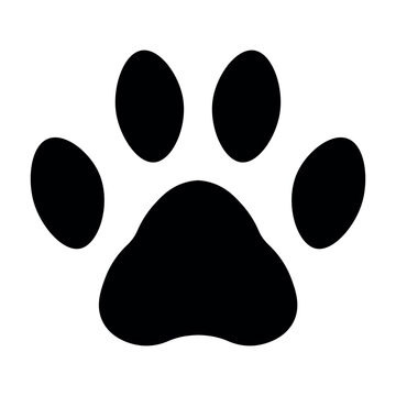 black vector paw icon on white background