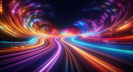 Fototapeta na wymiar Abstract colorful wavy road background landscape wallpaper design, dynamic color lines