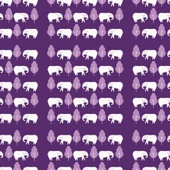 ゾウのシームレスパターン・紫