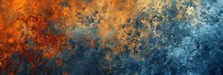 Grunge Background Texture in the Colors Orange and Blue created with Generative AI Technology - obrazy, fototapety, plakaty