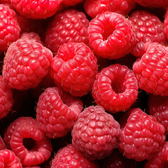 Organic, natural, fresh and healthy red raspberries closeup fruit background 