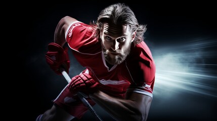 Fototapeta na wymiar Fast-paced hockey team showcasing dynamic energy and speed in vibrant lighting on the ice