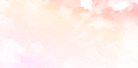 Pink sky and white cloud detail. Sugar cotton pink clouds for design. Summer heaven with colorful clearing sky. Pink sky and white cloud detail in background. - obrazy, fototapety, plakaty