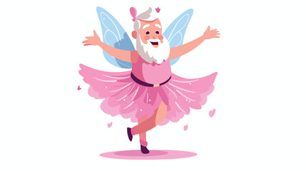 A cartoon Tooth Fairy man in a tutu. flat vector 