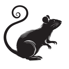 Retro Ashen Alley Rat Silhouette, Stylish Retro Ashen Alley Rat Artwork, Black and White Alley Rat Collection, Vintage Ashen Alley Rat Silhouette Illustration