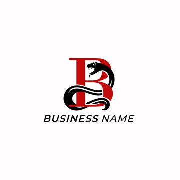 logo design creative letter B and snake
