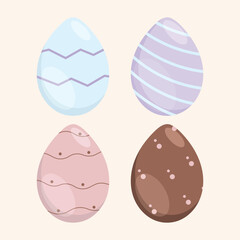 Vector illustration of a set of Easter colored eggs.
