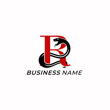 logo design creative letter R and snake
