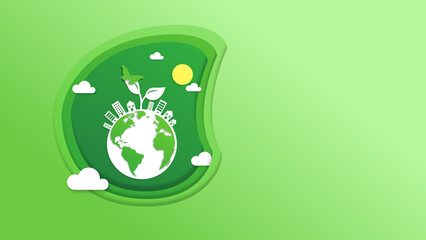 Ecology concept in paper cut style with Butterfly