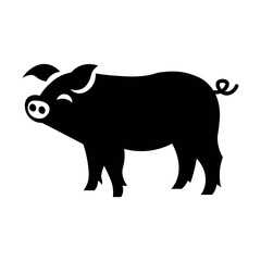 black vector pig icon on white background