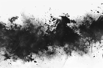 Grunge background with a black rough texture and dust, grain or dirt overlay. A grunge texture with distressed edges and dust particles, perfect for adding an aged or worn effect