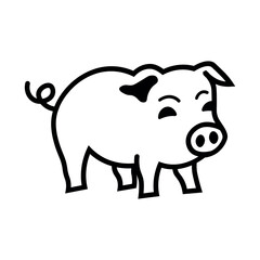 black vector pig icon on white background