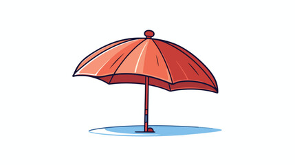 Beach umbrella sketch icon. flat vector 