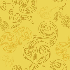 Editable Outline Style Golden Floral Motif Vector Seamless Pattern for Creating Background and Decorative Element