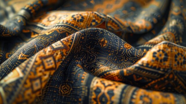 Arabian fabric pattern. Traditional oriental beautifully folded textile with ornaments