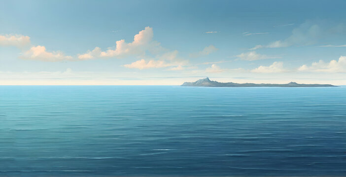 Beautiful Scenic view of sea against clear sky ai generative