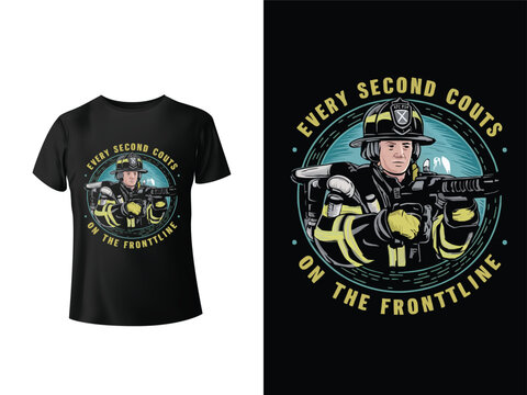 firefighter t shirt design vector illustration