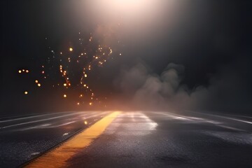 3D Rendering creative blurry asphalt background with mist light high speed Generative AI